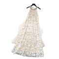 French chic luxury beaded halter sleeveless 3d floral mesh dress - women's loose fit long evening gown