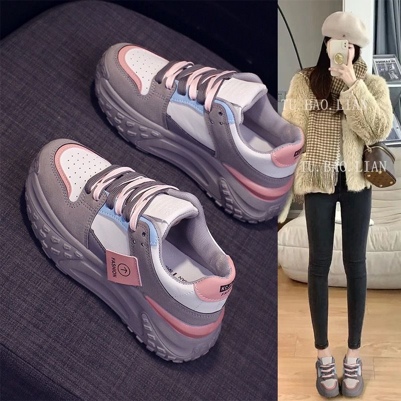 PLOVER popular dad shoes women's 2024 summer new thick-soled lightweight muffin-soled sports shoes casual board shoes women