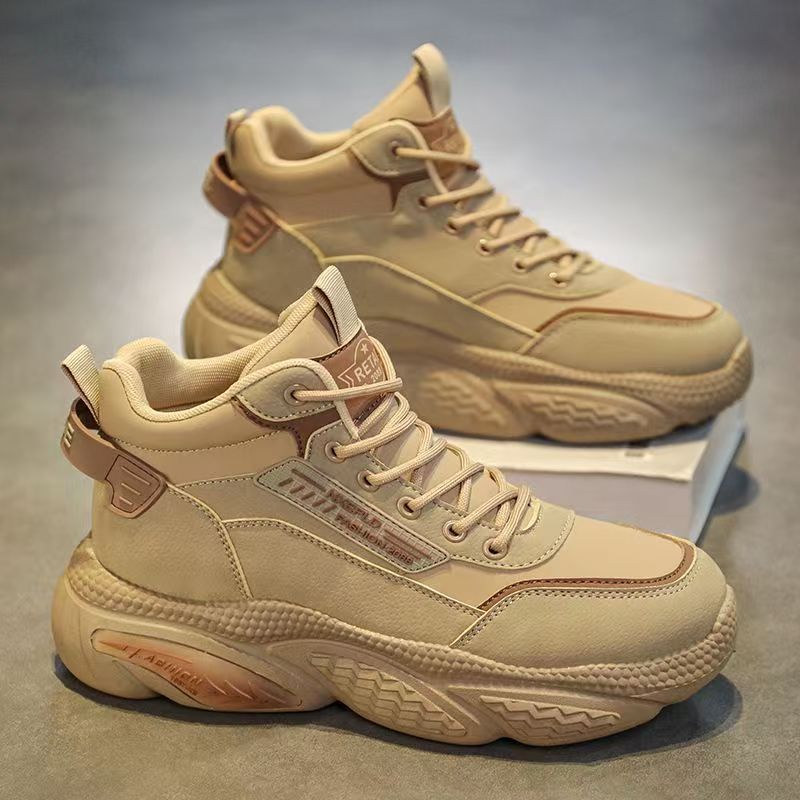Boots men's shoes 2025 spring new arrivalretro british outdoor wear-resistant work labor protection high-top sports dad shoes