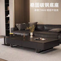 New sintered stone coffee table for living room, modern minimalist light luxury style, compact high-end tv stand with tempered glass top