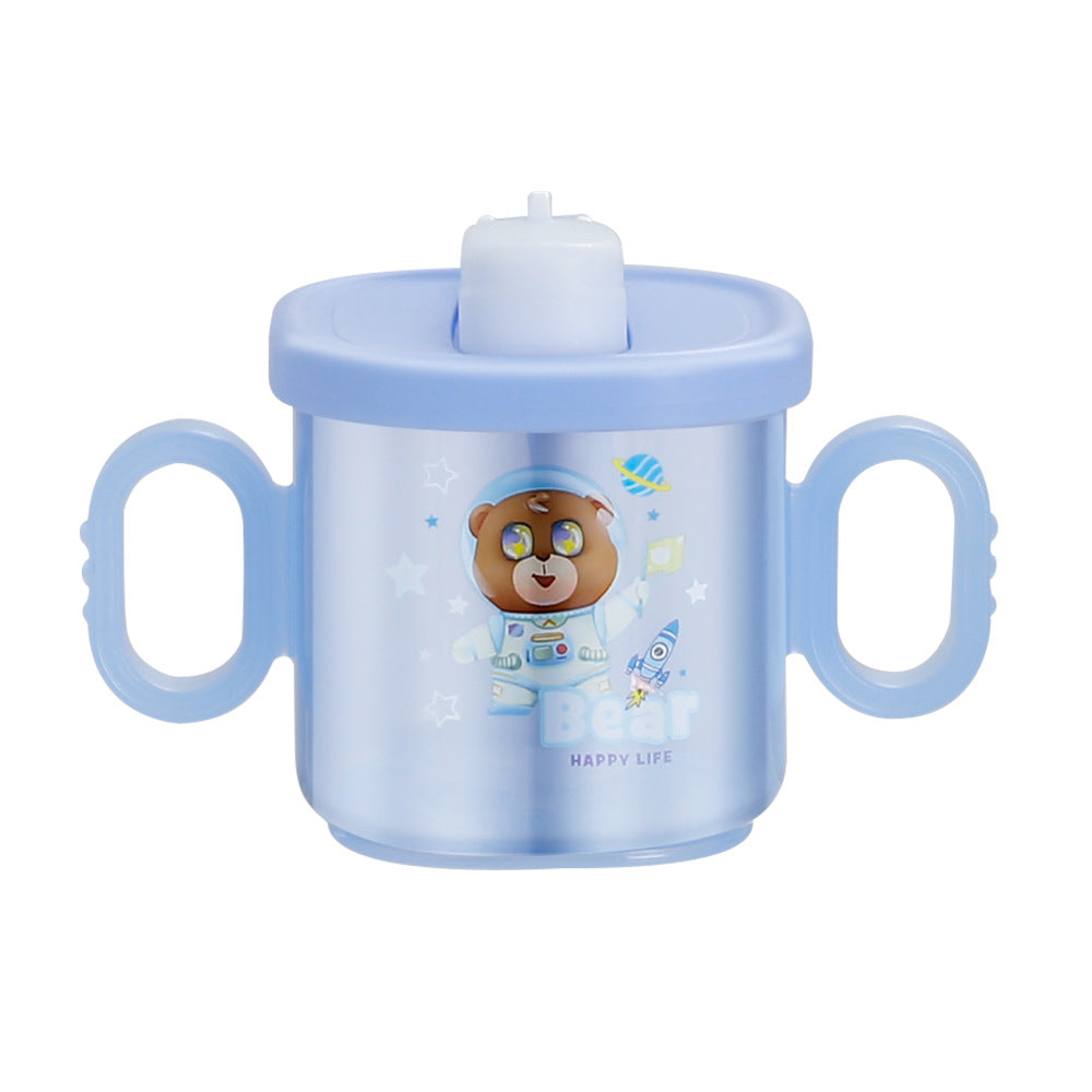 Kids' milk cup, big baby bottle, straw cup, plastic cartoon drinking cup, learning cup, direct drinking cup, milk cup, drop-proof