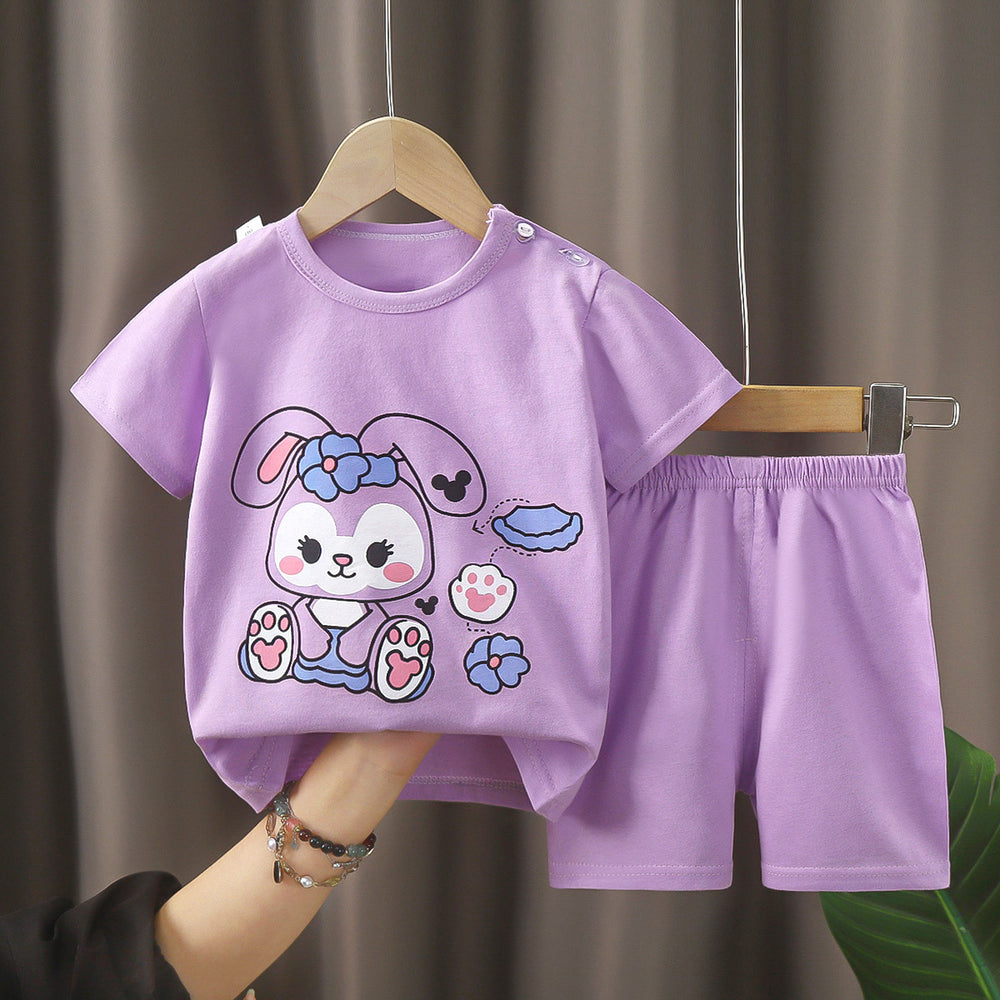 Kids' short-sleeve and shorts set - toddler & children's summer pure cotton underwear - boys' & girls' crew neck t-shirt