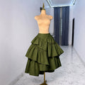 European and american cross-border women's fashion:  summer new arrivals - solid color high-waisted ruffle hem asymmetrical midi skirt