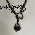 2025 amazon export new heart ring sliding chain necklace - trendy punk cuban y-chain design for women