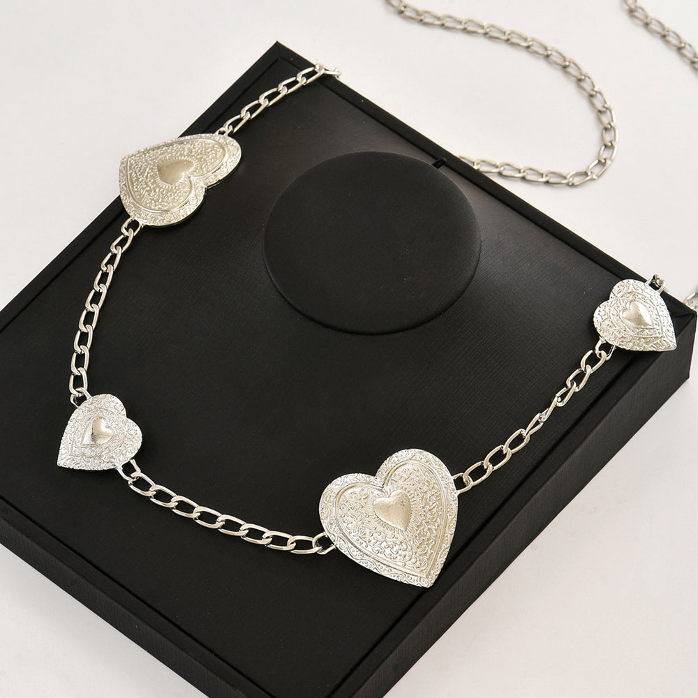 Wholesale metal waist chain - european & american cross-border accessories - women's punk metal style - unique heart design body chain belt