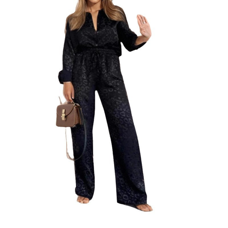 women's summer new arrivals:  cross-border fashion casual printed shirt and wide-leg pants set (us/eu style)