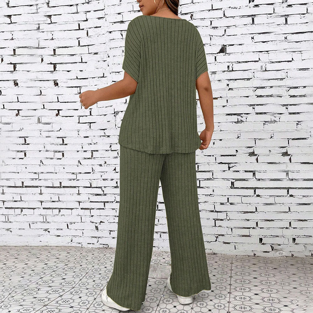 Shein  independent station women's clothing simple casual style fashion suit summer commuter short-sleeved trousers two-piece set