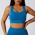 European and american size cross-border sports bra for women - high impact shockproof yoga bra with side support, racerback sports tank top