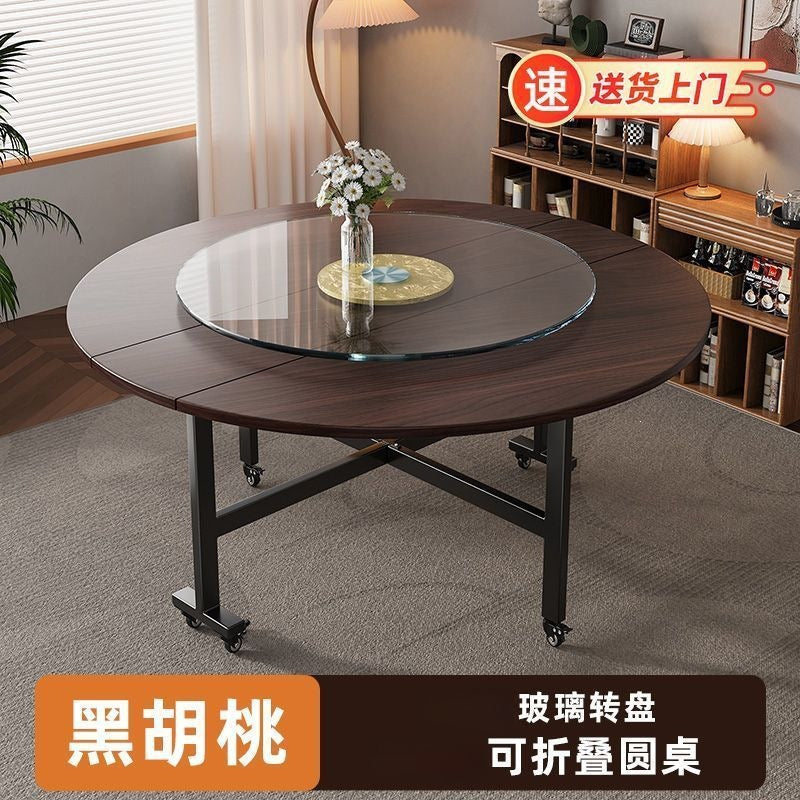 Folding table - round, compact, multi-functional, extra-thick, portable round table - living room folding dining table