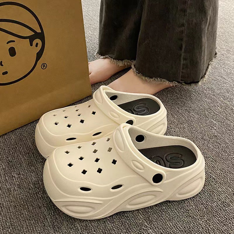 Evathick sole crocs women's summer outwearnon-slip2024new arrival stomping on shit beach baotou half cool slippers