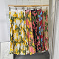 export 2026 summer new arrival: printed pleated a-line midi skirt with elastic waist and flared ruffle hem