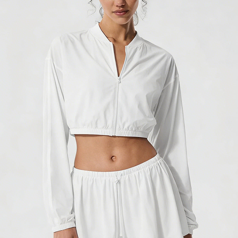 cool cloth sportswear casuallong sleevesfashion quick-drying tops short skirt zipper sun protection clothing breathable outwear summer