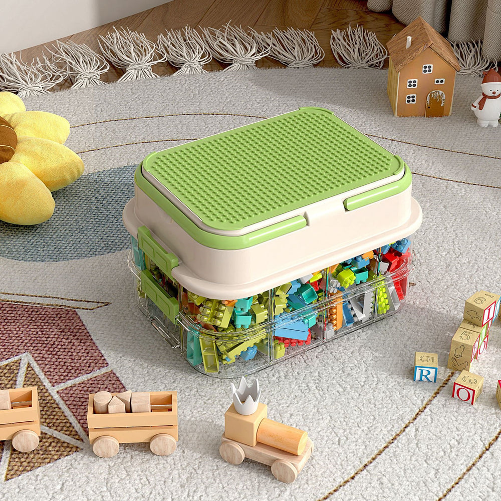 Building block storage box - small brick lego organizer - parts sorting & compartmentalized storage - kids' toy storage box