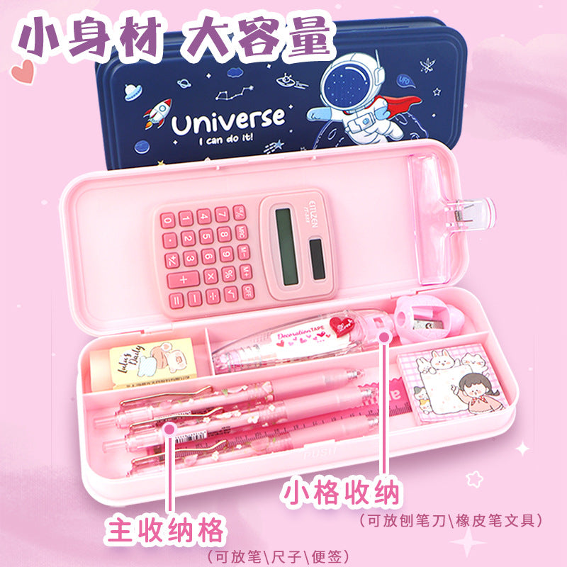 Primary school students stationery box wholesale children cartoon girl cute astronaut pencil case large capacity multi-functional pencil case