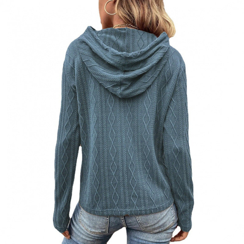 new european and american bestselling women's casual minimalist solid color pullover long sleeve hoodie