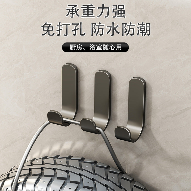 Hook adhesive punch-free kitchen wall hanging gun gray adhesive hook wall sticker wall load-bearing kitchen bathroom door back hook