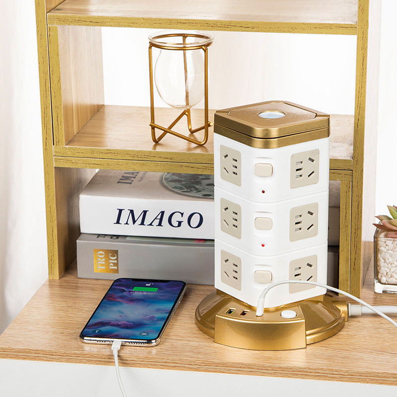Multifunctional smart socket long line night light plug strip multi-hole plug-in board usb plug-in tower office vertical plug-in