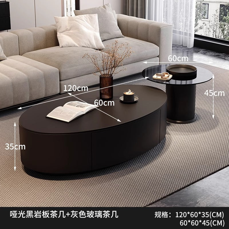 Nordic classyaccessible luxury italian for home coffee table combination modern casual normcore oval slate coffee table small household