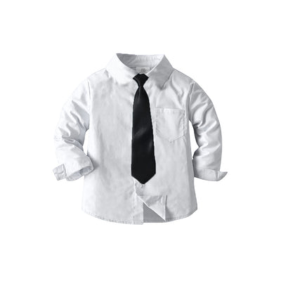 Source manufacturer springnew arrival boys shirtpreppy style thin cotton whitelong sleevesshirt boys shirt free tie