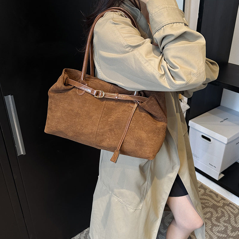 Retro fashion tote bag women's 2025 autumn and winter new large-capacity casual shoulder bag premium underarm bag