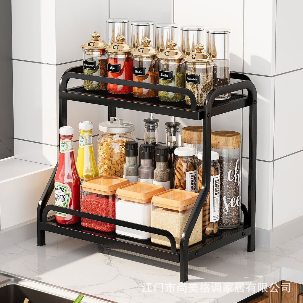Cross-border kitchen seasoning rack seasoning spice jar storage box multi-functional countertop oil salt sauce vinegar storage rack