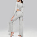 New arrival cationic high elastic yoga suit shirred drapedloose loose wide leg pants sports long sleevestops women