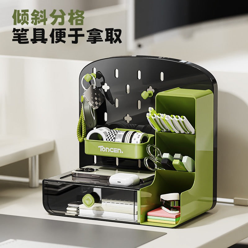 Hole plate storage box Home shelf High value student desktop Large capacity pen holder Stationery finishing storage box