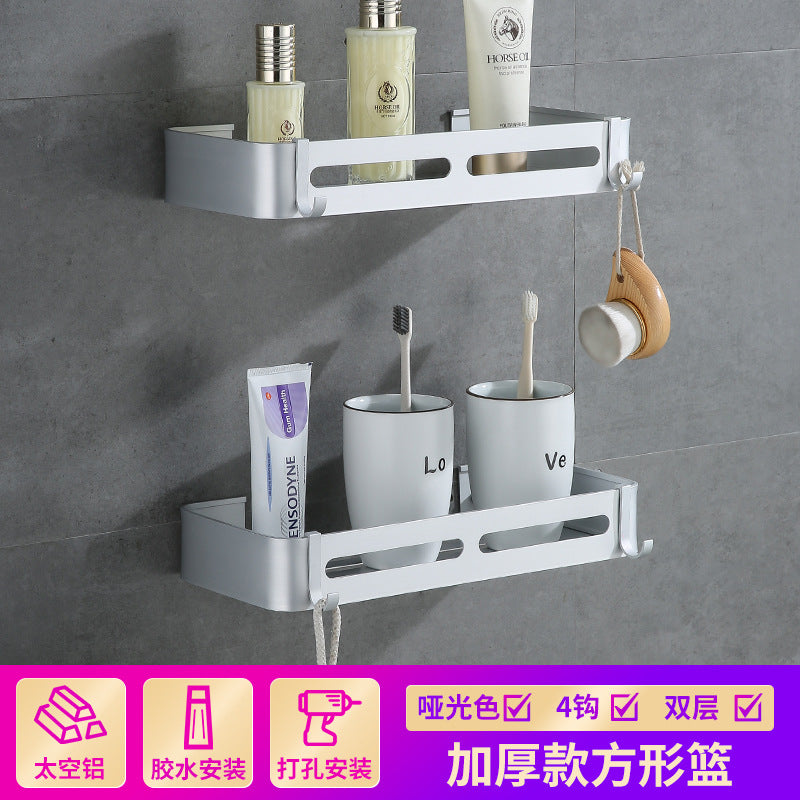 Non-punching bathroom triangular rack, bathroom space aluminum washstand, toilet corner triangular basket storage rack