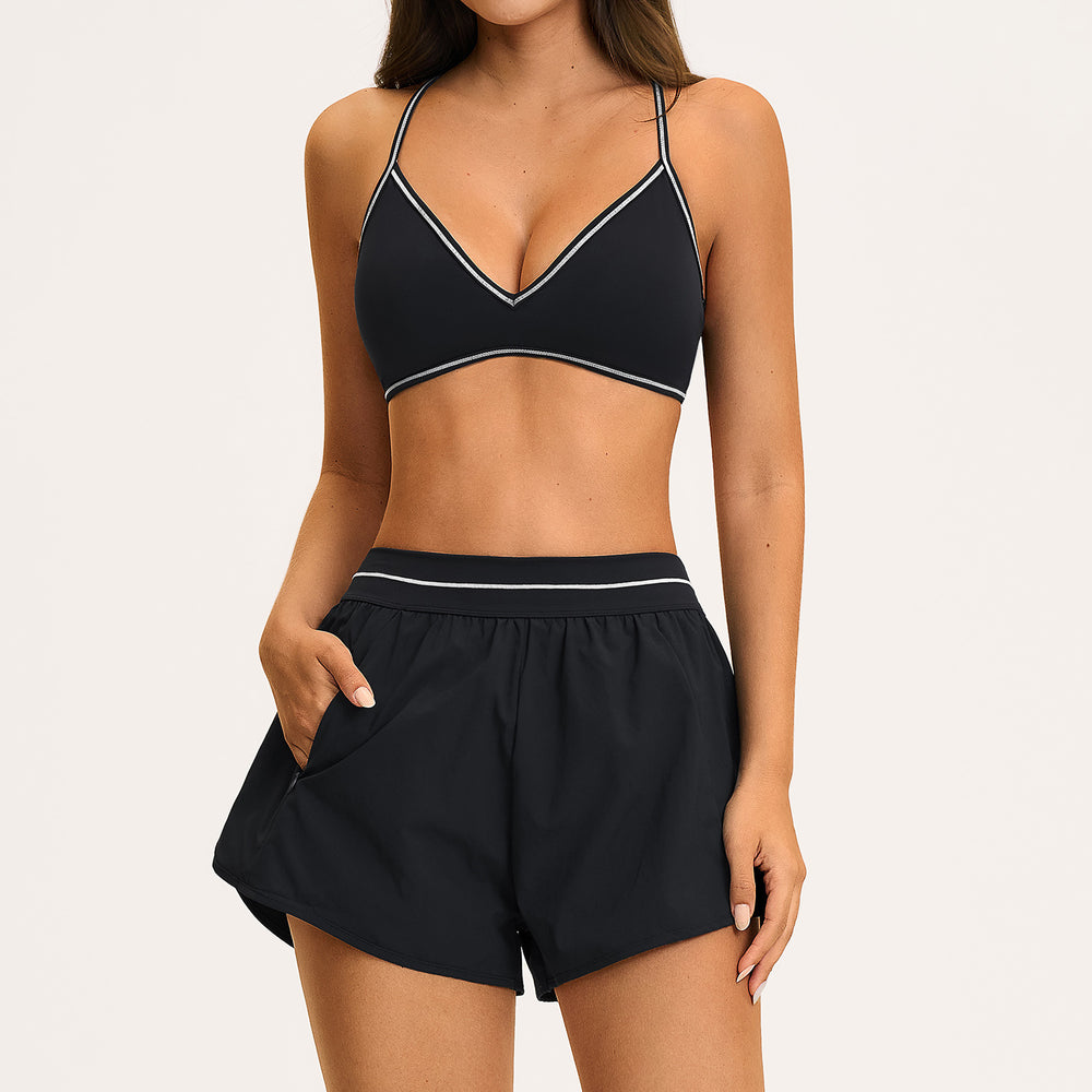 new yoga outfit: high-waisted peach lift, color block, push-up, and beautiful back design - activewear set 9615