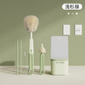 Multifunctional straight-handle silicone bottle brush set - portable nipple brush, baby bottle brush, water bottle brush, and cup cleaning brush set