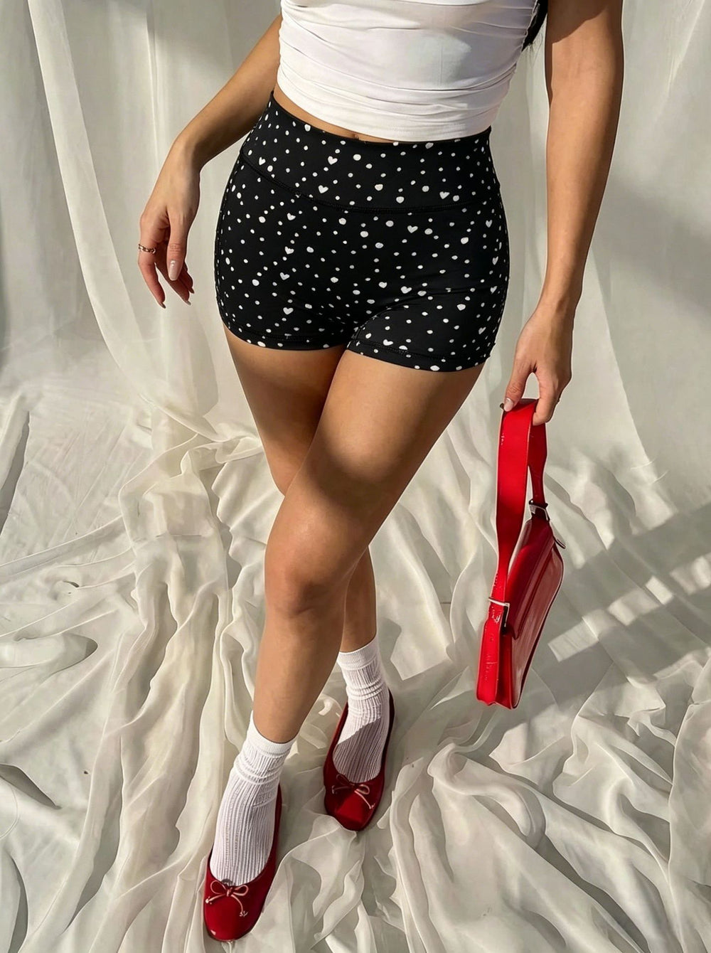 Spring new dopamine print high-waisted yoga shorts - women's tummy control, butt-lifting workout shorts for running