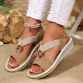 Exportplus sizefashion one-piece elastic slip-on pure colorflats sandals women's fashionthick sole wedge heel wide strap sandals