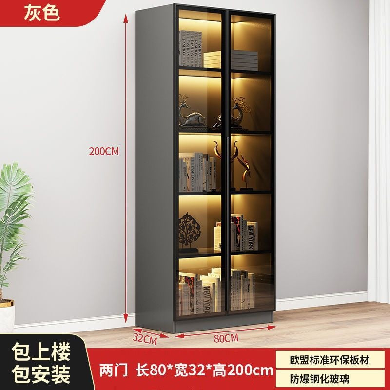 Casual glass door bookcase combination floor-standing display cabinet accessible luxury living room figure gundam storage wine cabinet