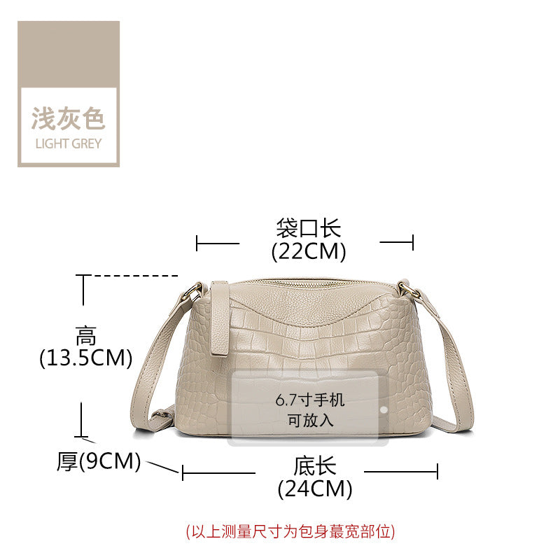 Casual trend leather women's messenger bag 2025 new versatile women's backpack crocodile pattern first layer cowhide shoulder bag