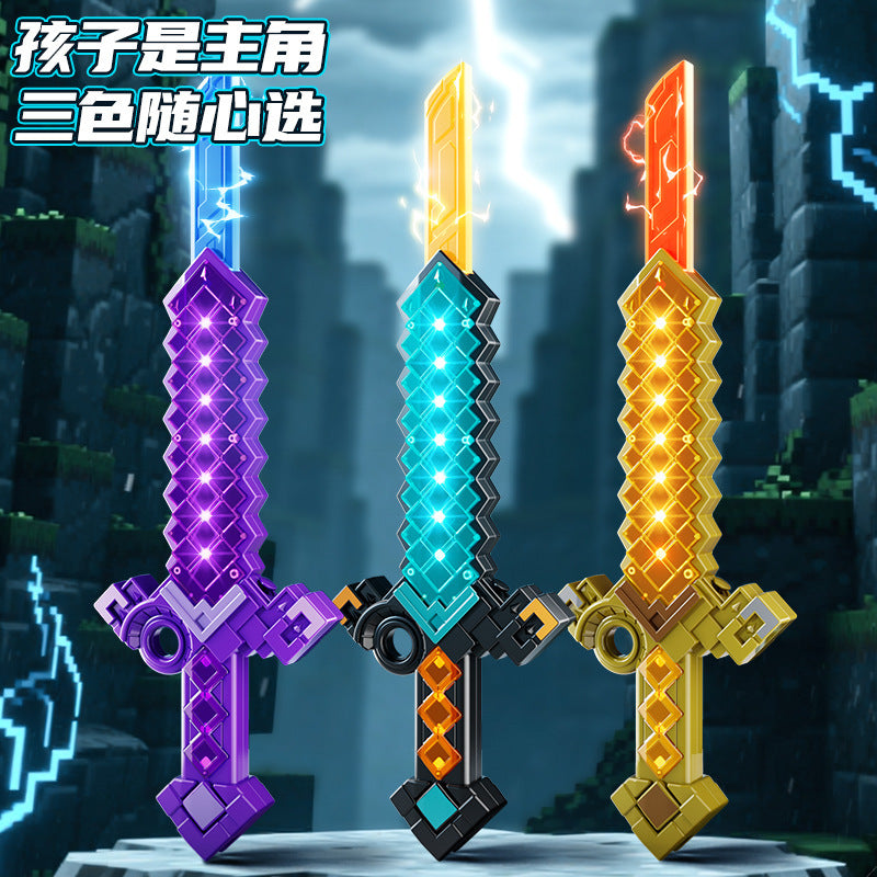 My diamond sword world laser sword pixel weapon minecraft kids boys light-up night light toy - wholesale from manufacturer