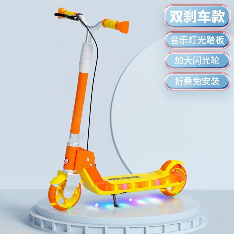 New children's scooter adult two-wheeler foldable adolescent men's and women's flash wheels large wholesale scooter