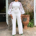 C8505 independent station foreign trade women's clothing  autumn new style long-sleeved silmelegantcasualstraight-legfashion jumpsuit