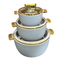 hot-selling factory direct sales fresh-keeping lunch box thermal insulation bucket golden handle high-end stainless steel thermal insulation pot three-piece combination