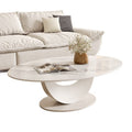 Cream style crescent rock slab coffee table living room for home rental house table classycasual small apartment coffee table combination