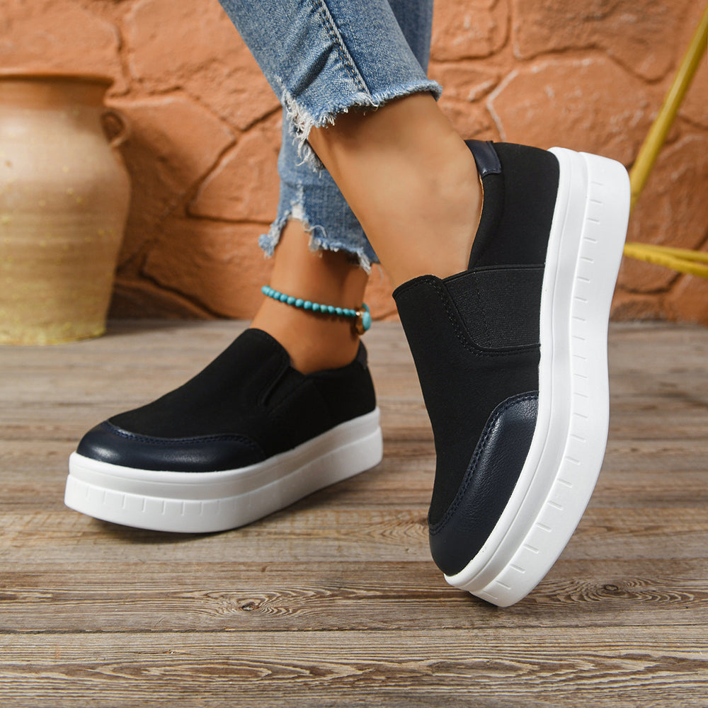 Amazon cross-border plus size women's shoes:  autumn new collection - slip-on casual shoes, chunky sole, comfortable athletic-style flats
