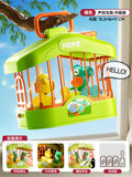 Kids' electric animal model simulation handheld birdcage - smart voice control, lights, parrot mimics speech, nursery rhymes, educational toy