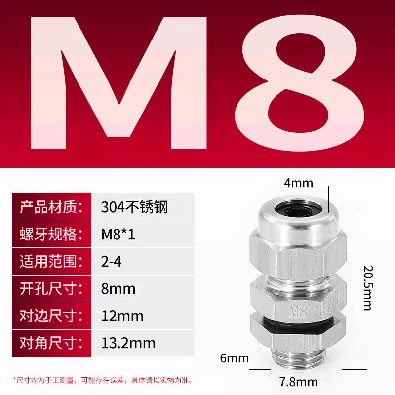 Metal Gegland head Packing box Copper nickel plated cable Waterproof connector Cable gland Guardrail cap Fixed locking head