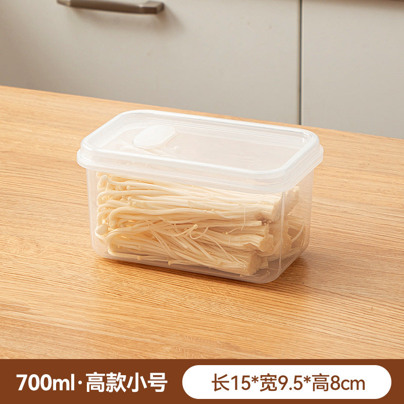 Kitchen, refrigerator, fresh-keeping storage box, sealed food preparation, transparent fresh-keeping box, food grade grid plastic freezer