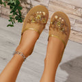 Exportembroider home shoes fashion style half-toe mule slippers leather heelless plus size toe flats shoes slippers
