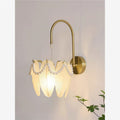French cream style glass feather wall lamp - bedroom, bedside, living room, background wall, popular corridor, light luxury lighting fixture