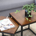 Scandinavian iron art solid wood coffee table small apartment sofa side table casual creative side table dark brown square mother-in-law coffee table