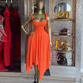 European and american cross-border women's fashion:  spring new arrival - elegant designer camisole top and asymmetrical midi skirt set