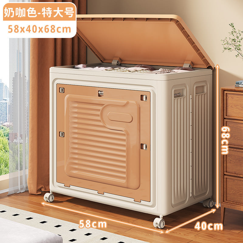 Clothes storage box Household flip large capacity with pulley Clothing sorting box Sundries Toys Quilts Storage box