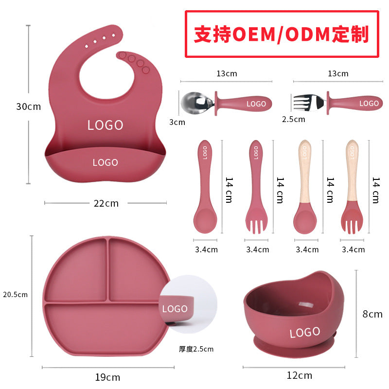 Children's fork and spoon baby spoon Children's learning to eat training Baby fork tableware Self-eating rice spoon Silicone