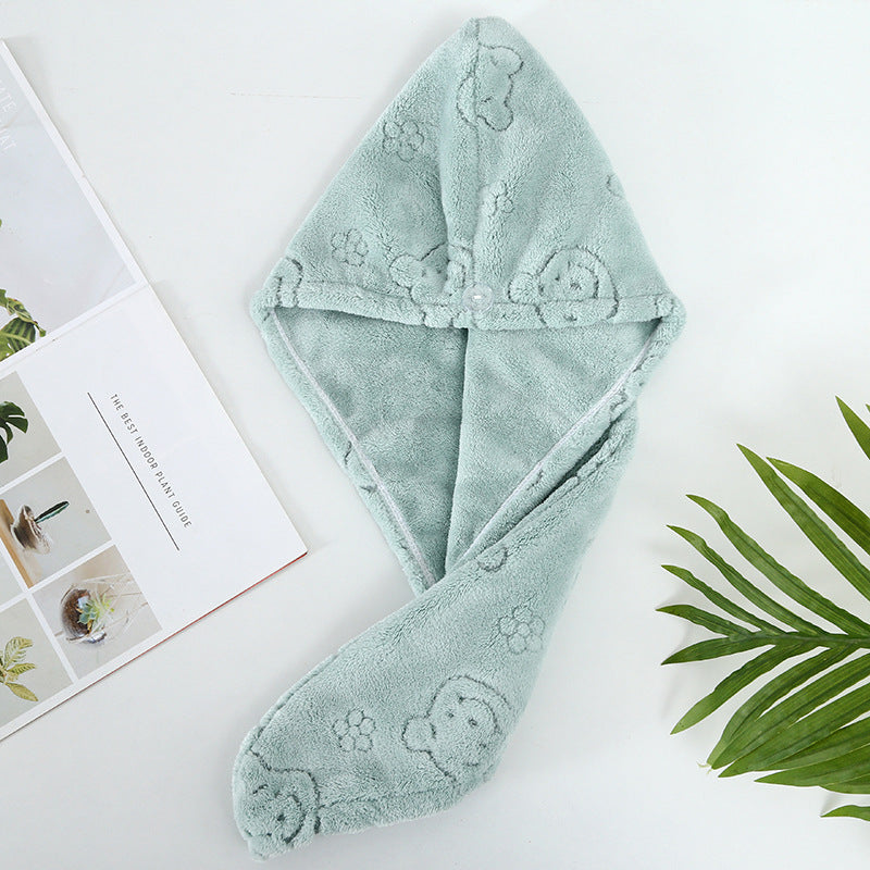 Coral fleece hair drying cap - quick absorption, soft & gentle, fast drying, perforated floral design, women's head wrap - wholesale